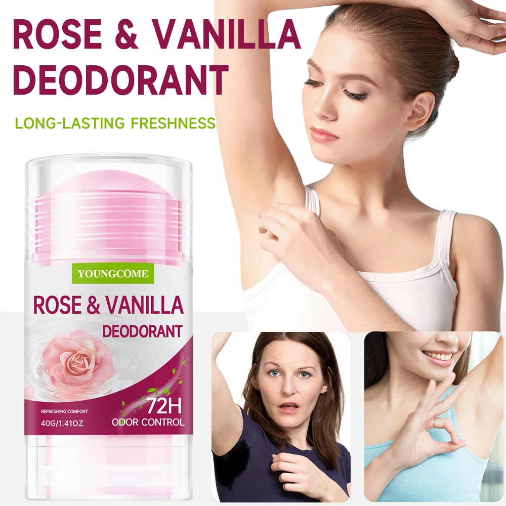 Deodorant Stick ROSE VANILLA Body Odor Remove Cream Removal Armpit Refreshing Antiperspirant Lasting Aroma Deodorant thumbnail 2
