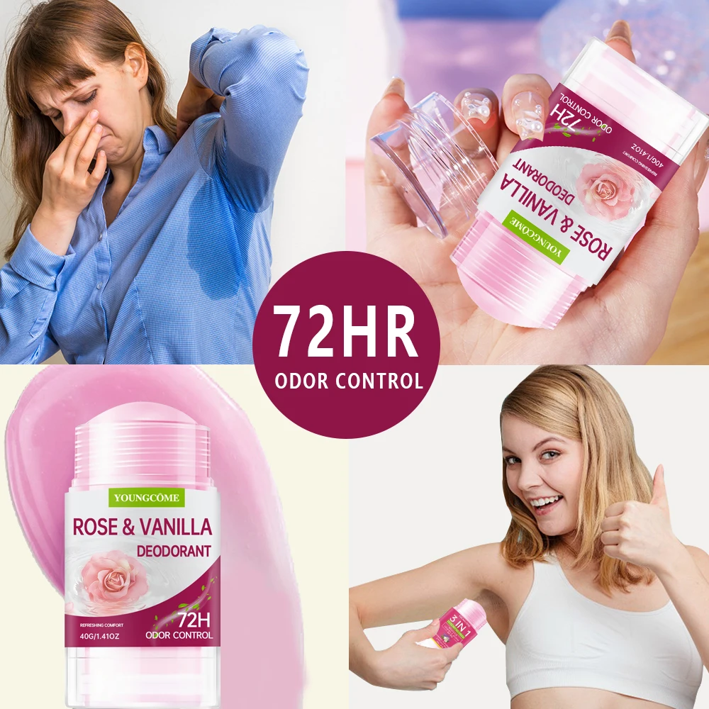 Deodorant Stick ROSE VANILLA Body Odor Remove Cream Removal Armpit Refreshing Antiperspirant Lasting Aroma Deodorant thumbnail 6