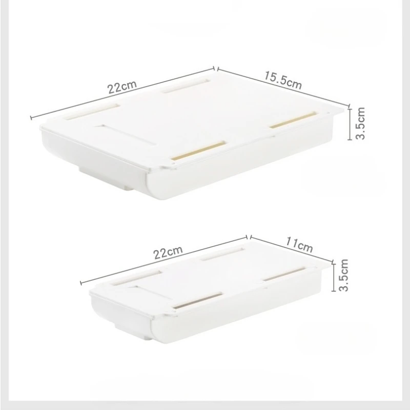 White SelfAdhesive Storage Drawer Box Makeup Pencil Tray Desk Hidden Under Desk Stand Self-adhesive Under-drawer Storage Box thumbnail 2