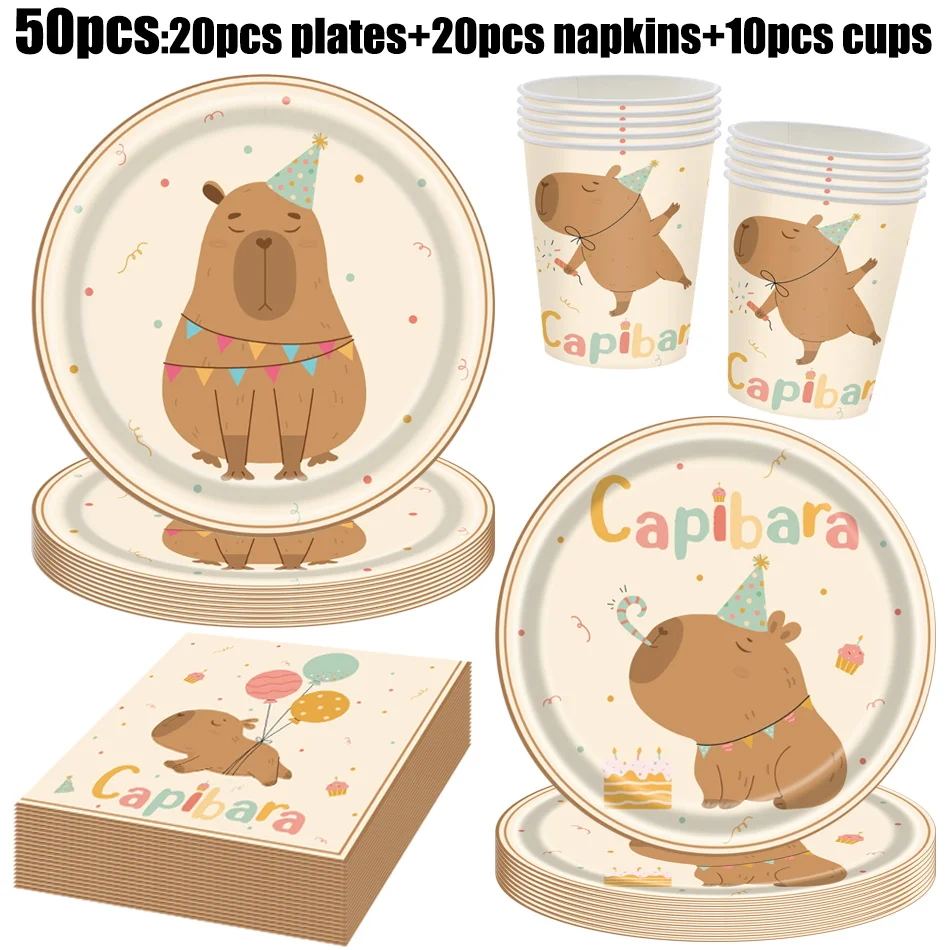 New Capybara Birthday Party Decorations Kit Child Girl Capybara Birthday Party Plate Napkin Cup Tablecloth Party Favor Surprises thumbnail 4