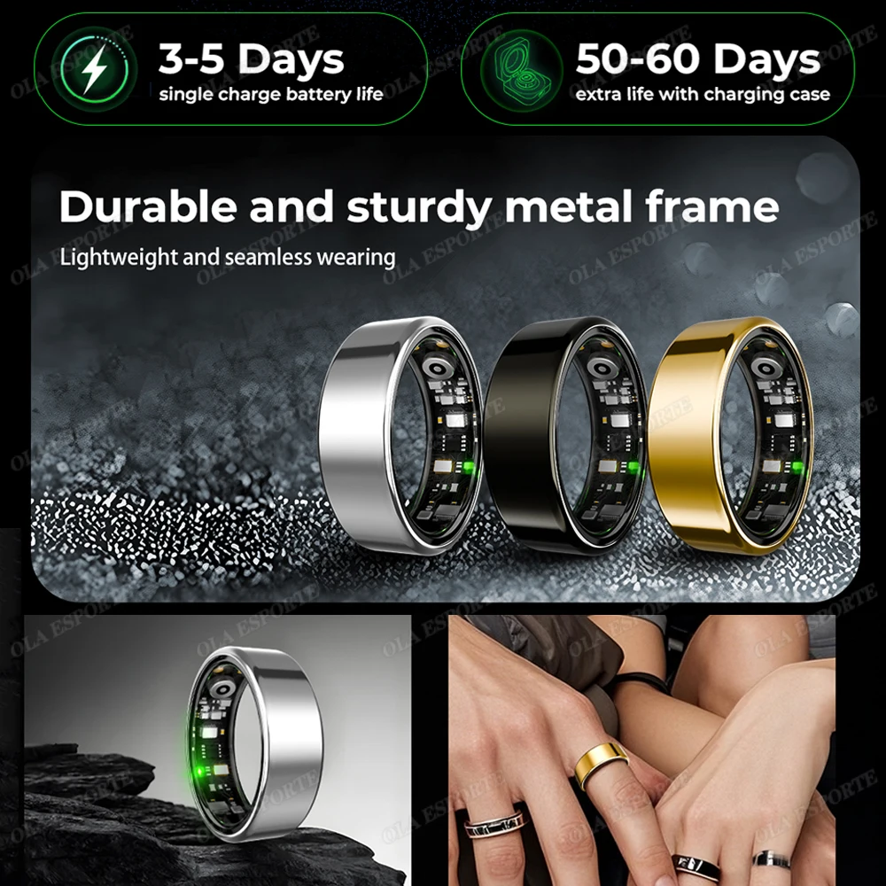 For  Smart Ring Men Women Bluetooth Monitor Blood HeartRate Blood Oxygen Monitor Smartring MultiSport 5ATM Waterproof 2025 thumbnail 6