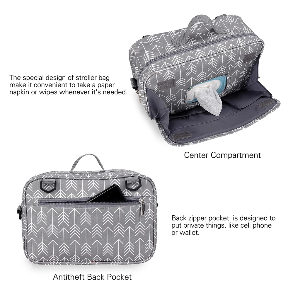 Baby Stroller Bag Waterproof Portable Outing Travel Mummy Bag Multifunction Diaper Bottle Storage Hanging Bag Pram Organizer thumbnail 2