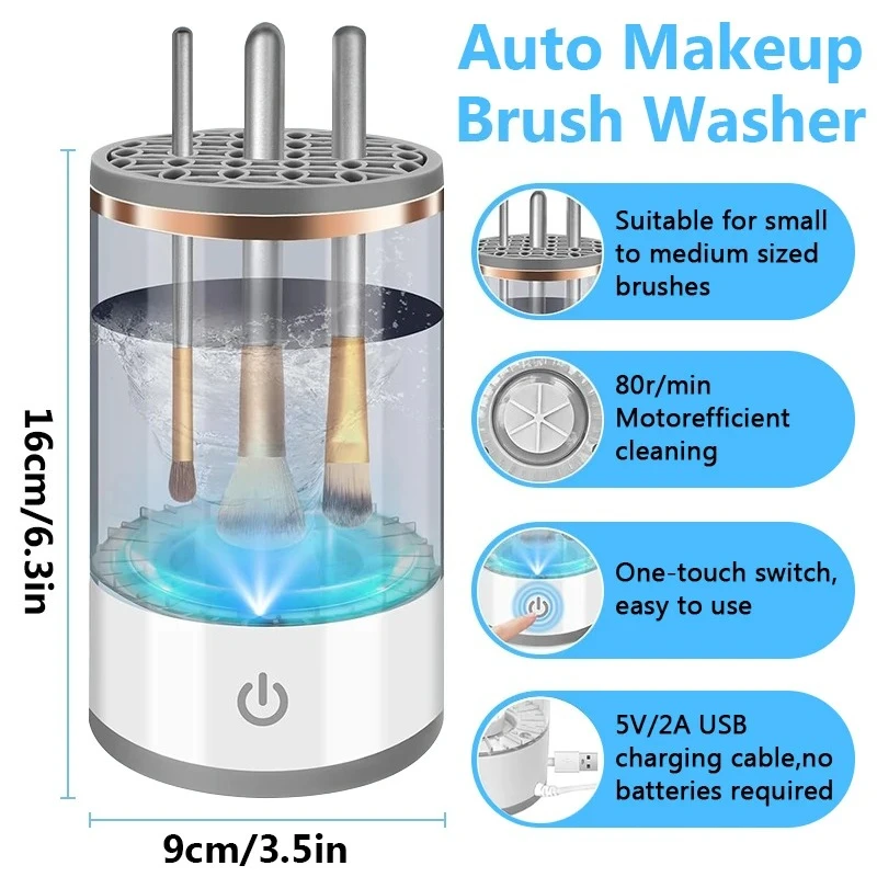 3 In 1 Electric Makeup Brush Cleaner Automatic Spinner Makeup Brush Deep Cleaning One Click Operation Suitable Quick Dry Brush thumbnail 3