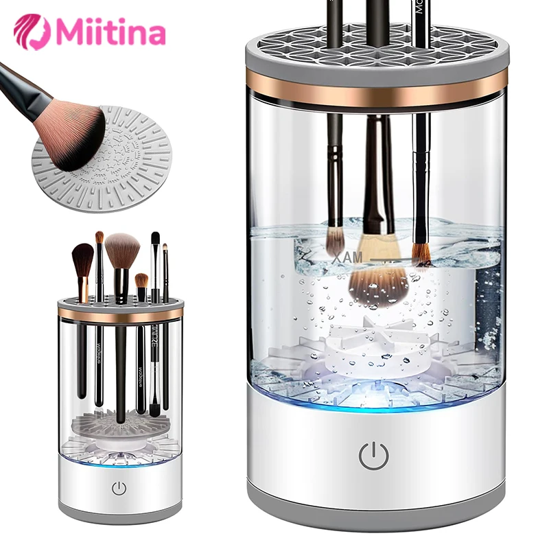 3 In 1 Electric Makeup Brush Cleaner Automatic Spinner Makeup Brush Deep Cleaning One Click Operation Suitable Quick Dry Brush
