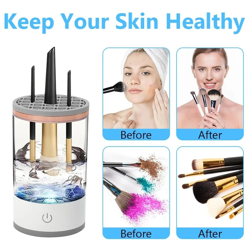 3 In 1 Electric Makeup Brush Cleaner Automatic Spinner Makeup Brush Deep Cleaning One Click Operation Suitable Quick Dry Brush thumbnail 4