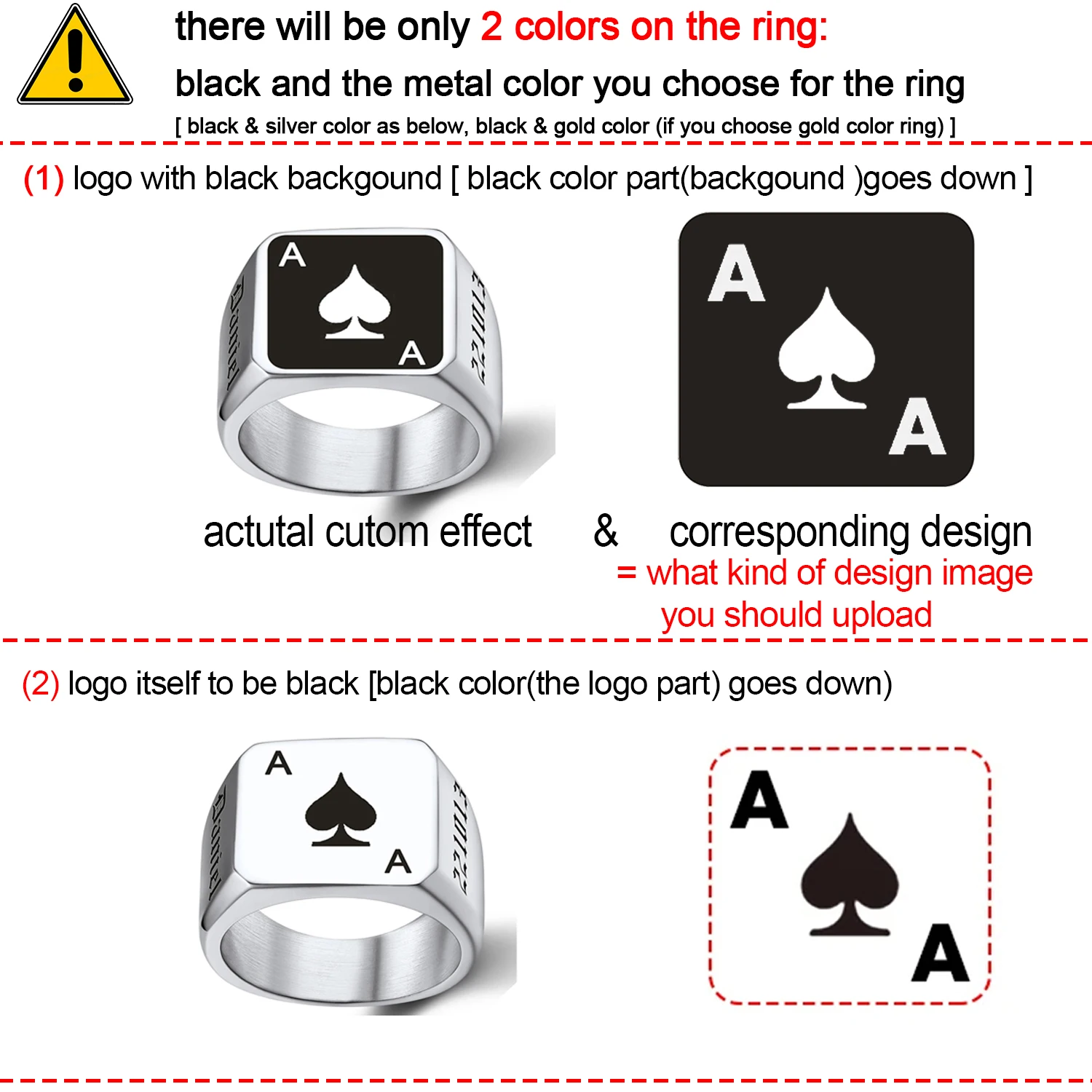 U7 Custom Stainless Steel Round Square Rings for Man Relief Deep Engrave Black White Vector Design Logo Brand Rings Jewelry Gift thumbnail 3