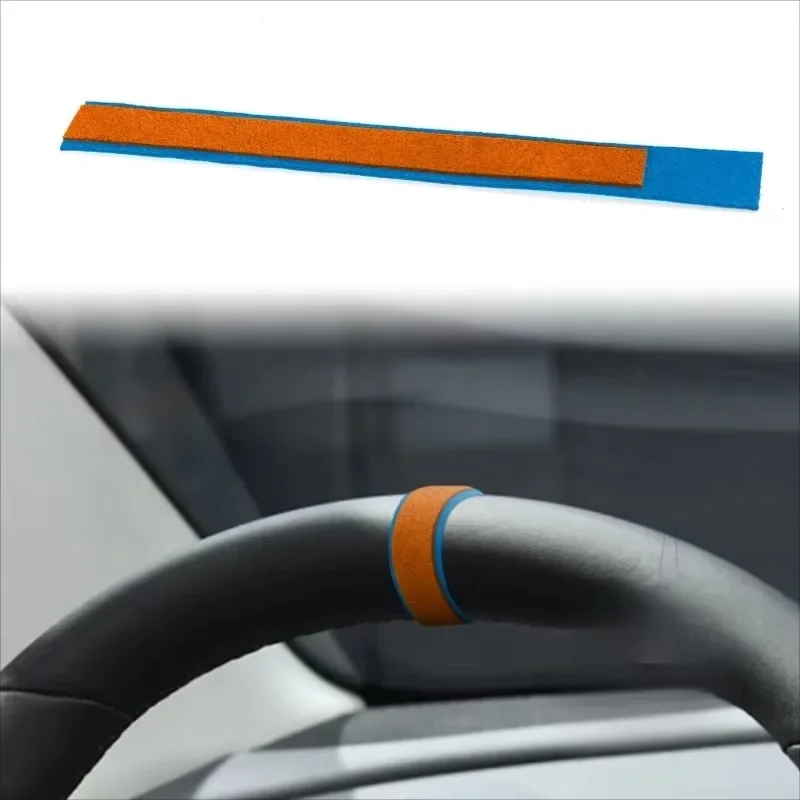 2026 New For Tesla Model Y 3 X S Steering Wheel Top Marker Center Line Red Super Suede Decoration Auto Interior Accessories thumbnail 3
