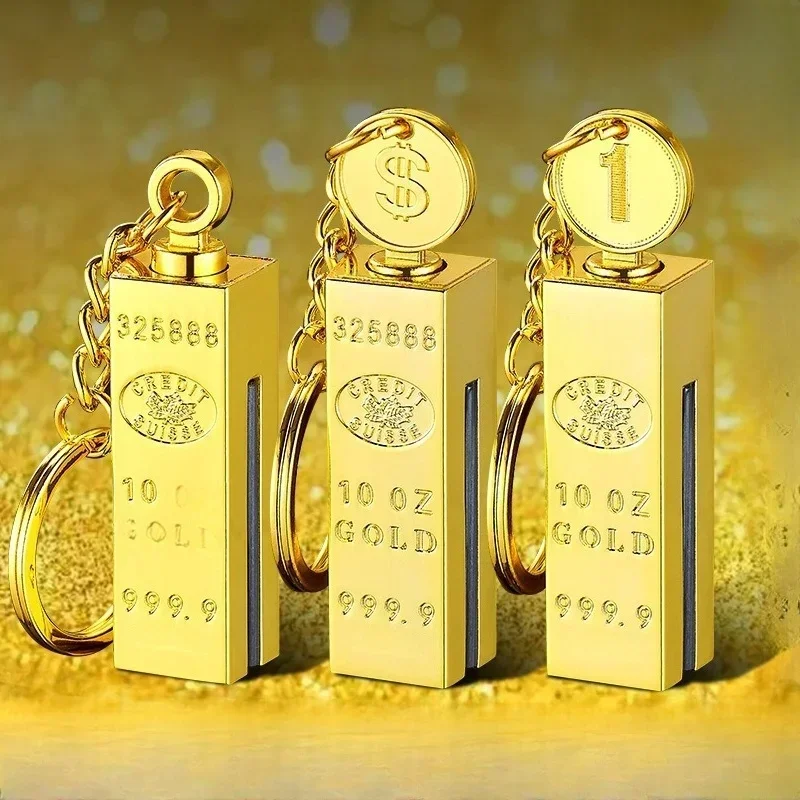 Metal Coal Oil Pendant Keychain Lighter in Gold Bar Design Open Flame Smoking Accessory for Outdoor Adventures Men Lighters thumbnail 4