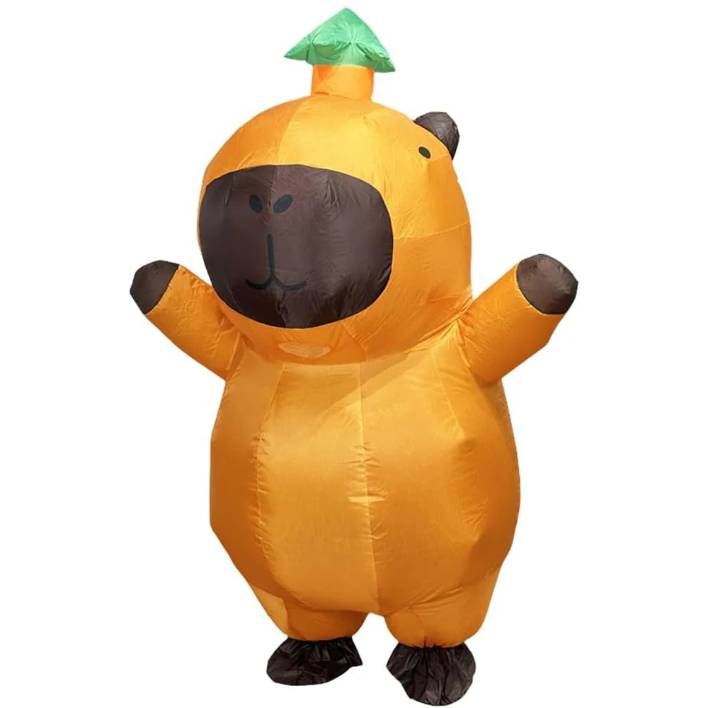 Inflatable Capybara Costume for Adults with Leaf Hat Funny Cartoon Animal Outfit for Halloween Birthday Party Cosplay Show Suit thumbnail 2