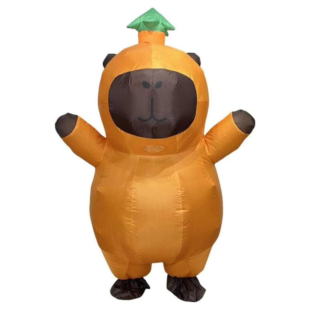 Inflatable Capybara Costume for Adults with Leaf Hat Funny Cartoon Animal Outfit for Halloween Birthday Party Cosplay Show Suit thumbnail 3