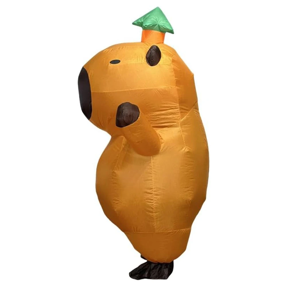 Inflatable Capybara Costume for Adults with Leaf Hat Funny Cartoon Animal Outfit for Halloween Birthday Party Cosplay Show Suit thumbnail 4