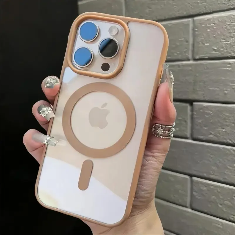 Transparent For Magsafe Magnetic Case For iPhone 16 17 Air 16e 15 14 Plus 13 12 11 Pro Max Wireless Charging  Hard Protect Cover thumbnail 2