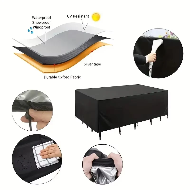 210D Oxford Cloth Protective Cover For Garden Table 1 Piece Garden Furniture Cover Waterproof and Windproof Uv thumbnail 2