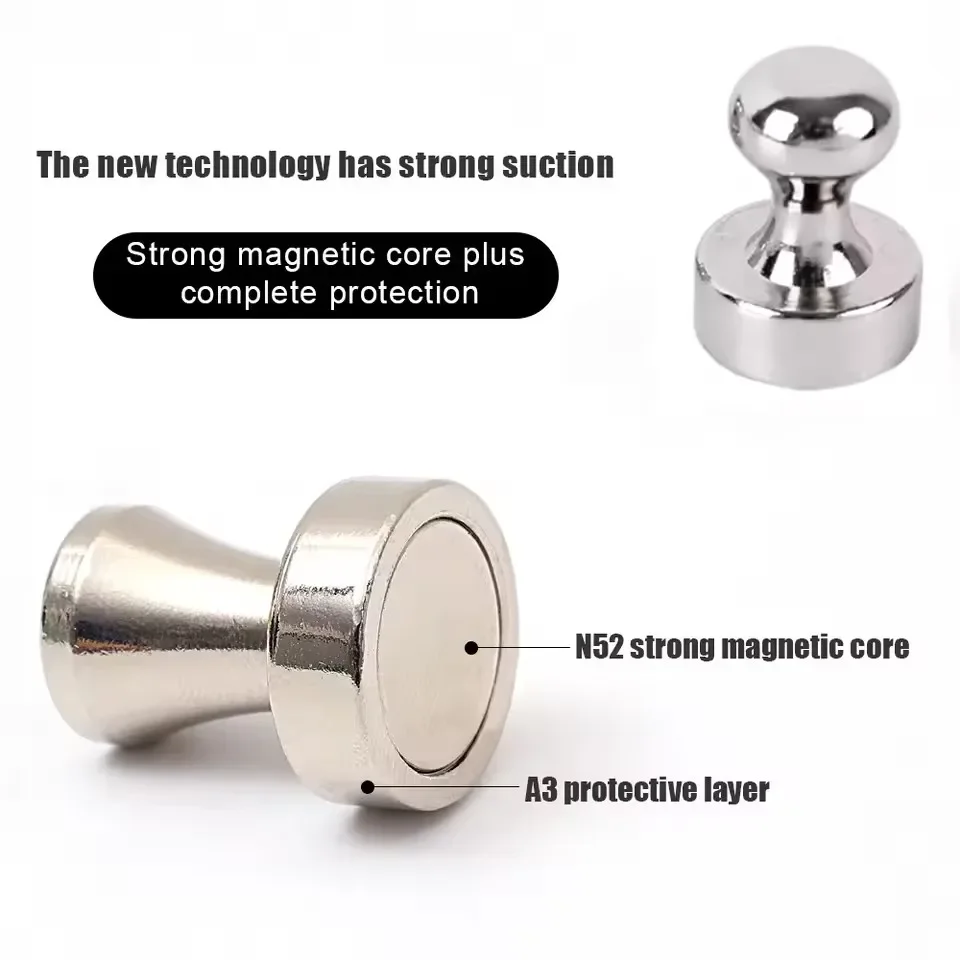 50/1Pcs Metal Strong Magnetic Pushpins Magnets Pin Whiteboard Fridge Thumbtack Power Magnet Sheets Push Pins for Office School thumbnail 3