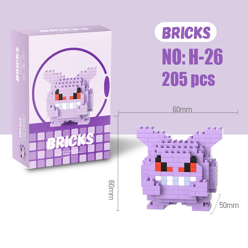 Pokemon Building Blocks Pokémon Gengar Action Cartoon Character Pikachu Charizard Model building block For Boys Birthday Gifts thumbnail 2