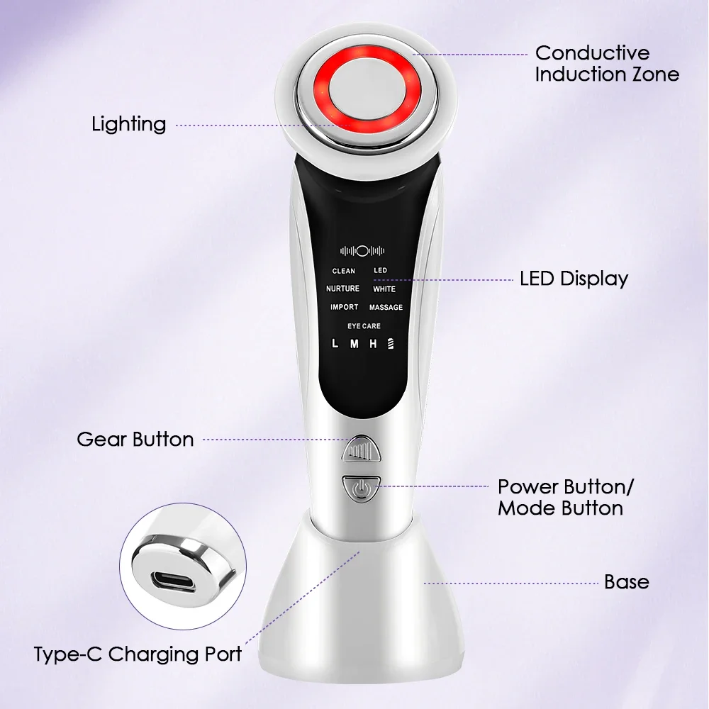 New 7in1 EMS Facial Lift Device LED Light Therapy Massager Anti Aging Wrinkle Removal Skin Rejuvenation Home Use Beauty Device thumbnail 6