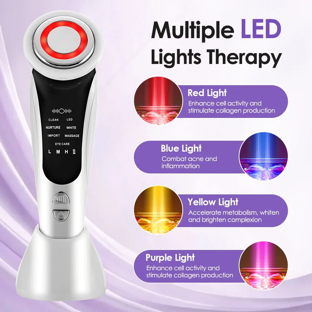 New 7in1 EMS Facial Lift Device LED Light Therapy Massager Anti Aging Wrinkle Removal Skin Rejuvenation Home Use Beauty Device thumbnail 2