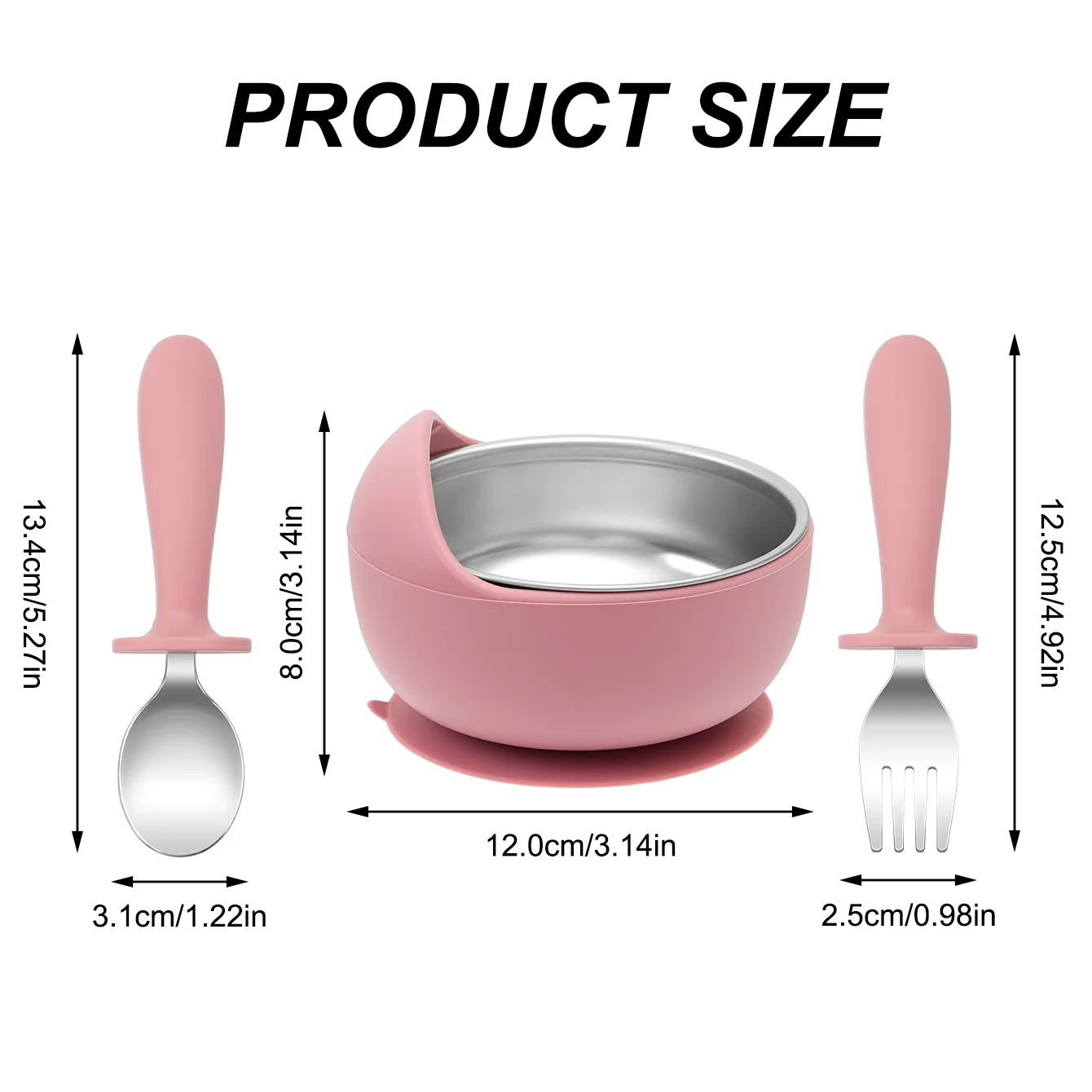 3PCS Stainless Steel Silicone Baby Feeding Set BPA Free Detachable Sucker Bowls With Fork Spoon Easy Clean Children Tableware thumbnail 4
