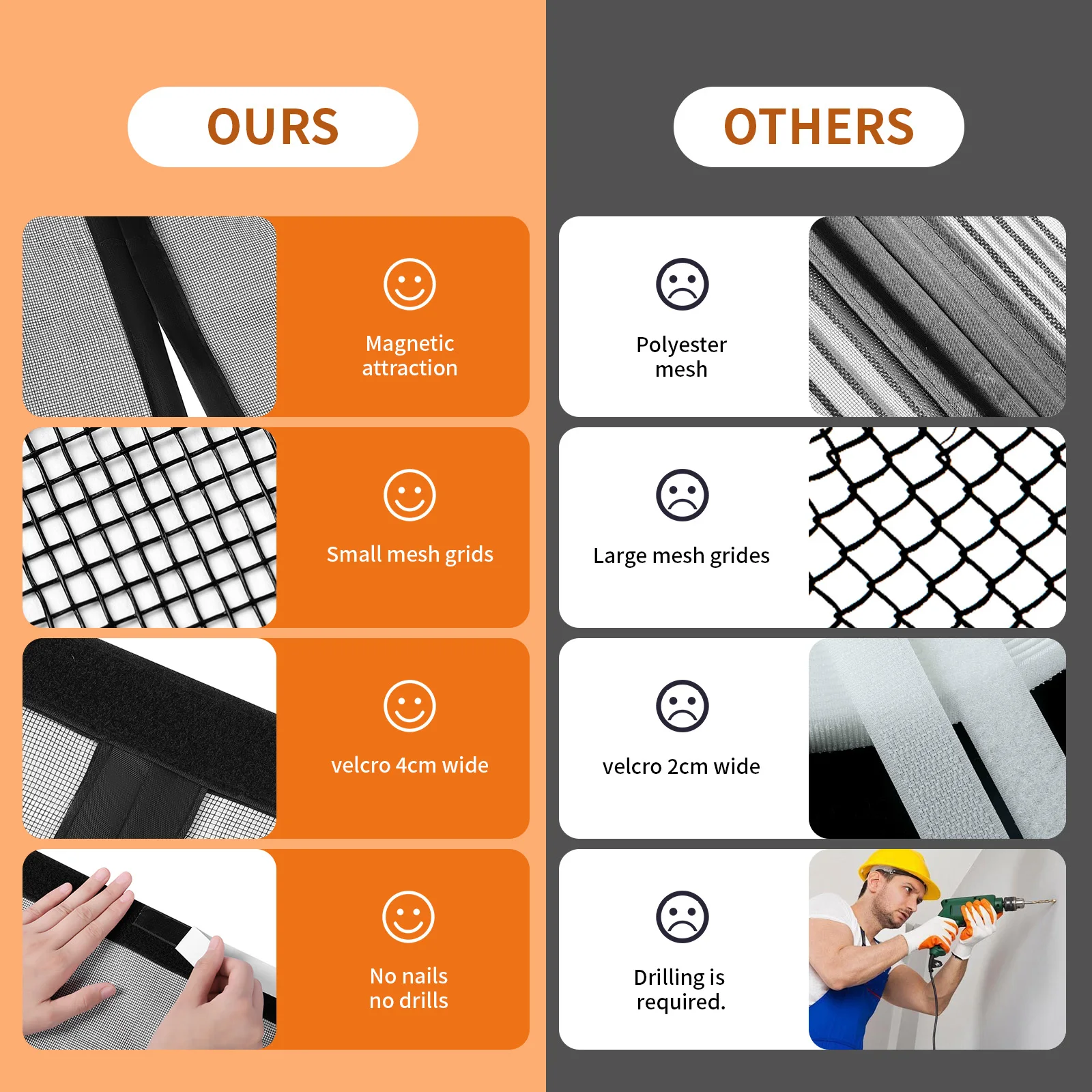 Black Fibreglass Magnetic Door Screen CustomSize Mosquito Net Curtain Fly Insect Automatic Closing Invisible Mesh For Home Decor thumbnail 2