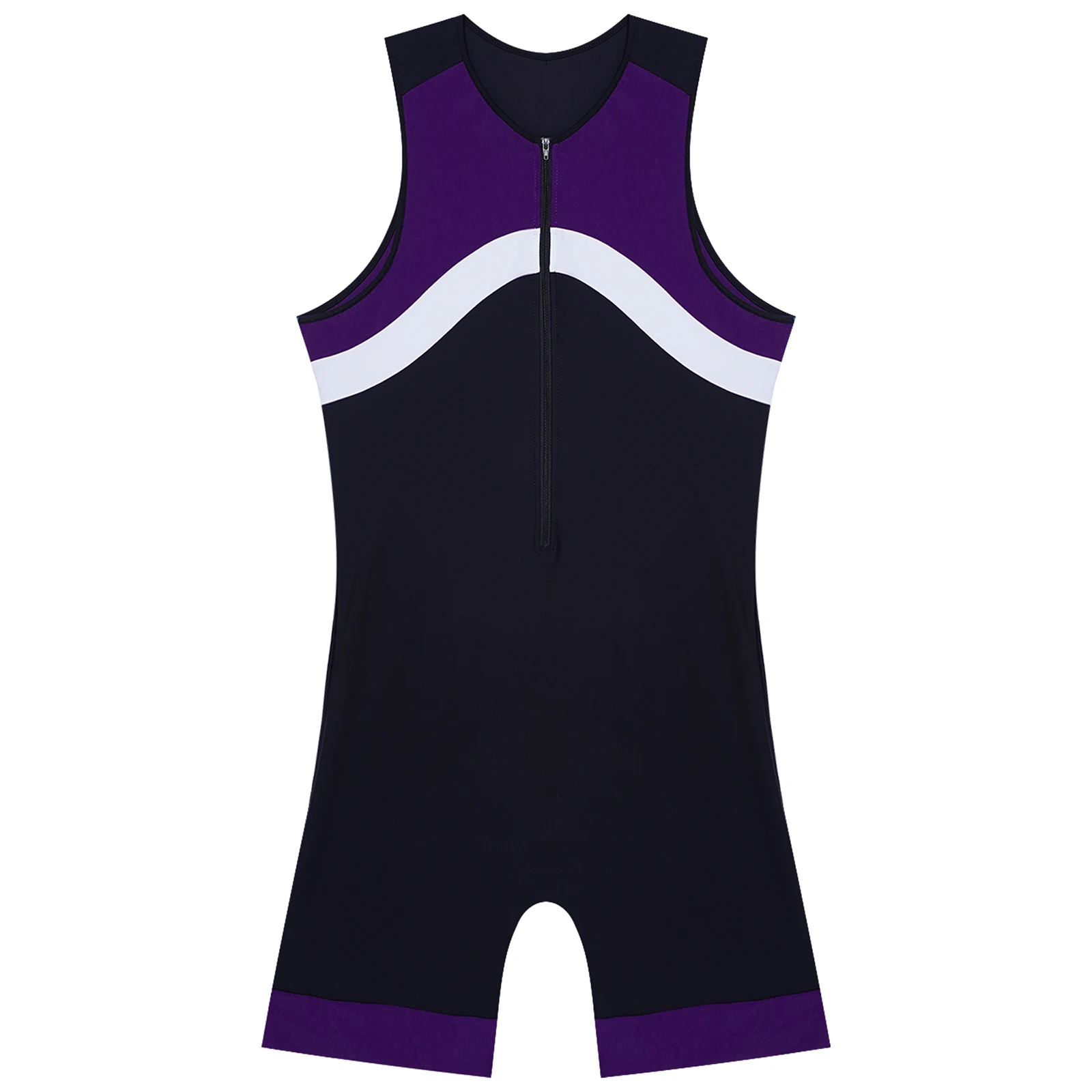 Mens Rash Guard Swimsuits Zipper Unitard Biketard Wrestling Bodysuit Swimming Surfing Athletic Jumpsuit One Piece Swimwear thumbnail 4