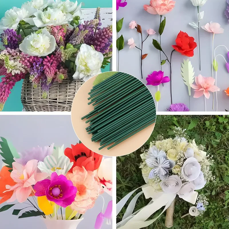 50-100Pcs Green Floral Wire Stems Flexible Iron For DIY Bouquets Flower Arrangement Crafting Supplies Wedding Party Home Decor thumbnail 6