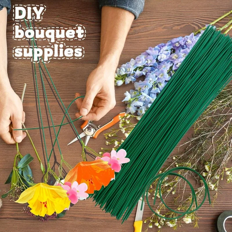 50-100Pcs Green Floral Wire Stems Flexible Iron For DIY Bouquets Flower Arrangement Crafting Supplies Wedding Party Home Decor thumbnail 5
