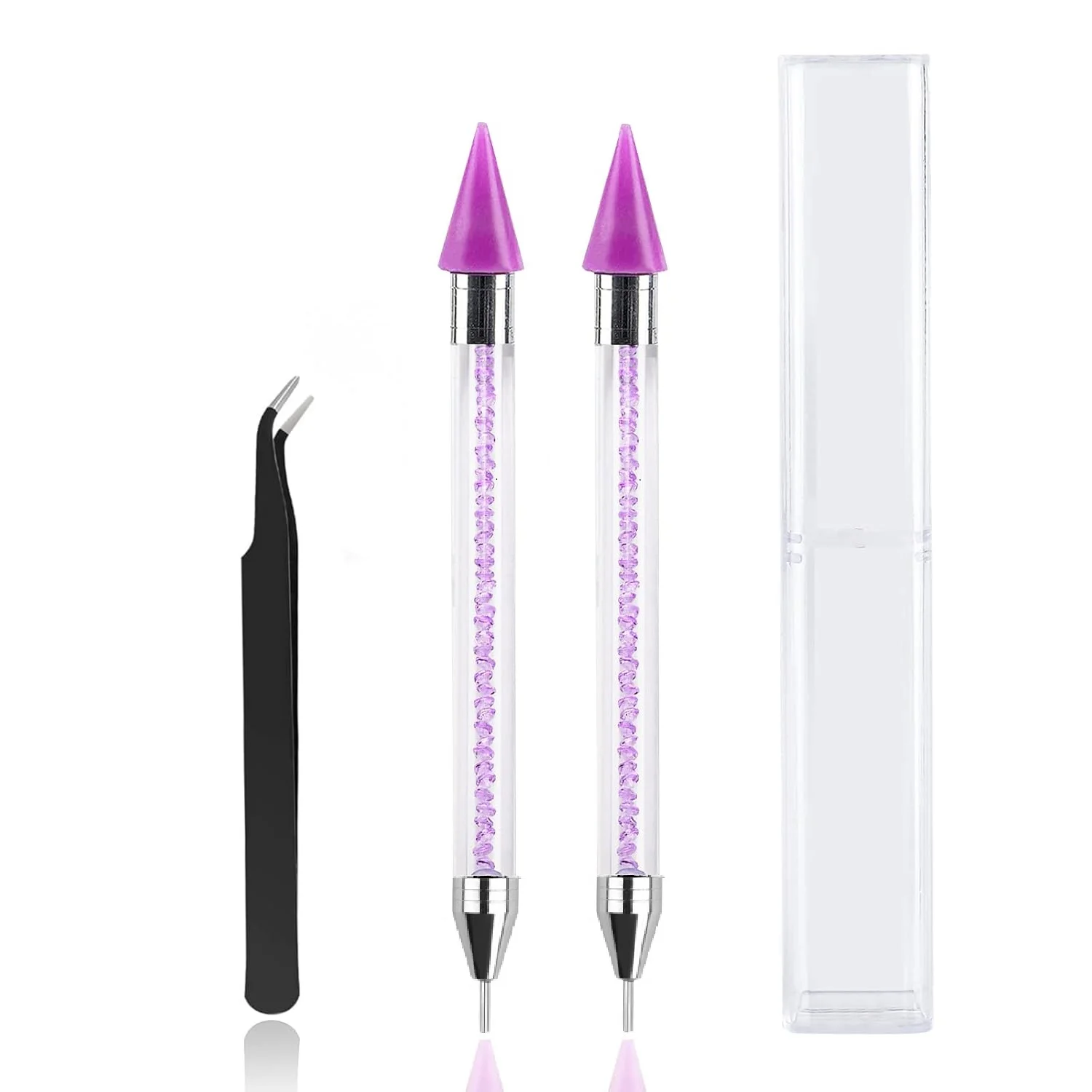 3 in 1 Nail Art Wax Pen Set:Tweezer Diamante Rhinestone Picker Crystal Embellishment Applicator Tool NAB038 thumbnail 5