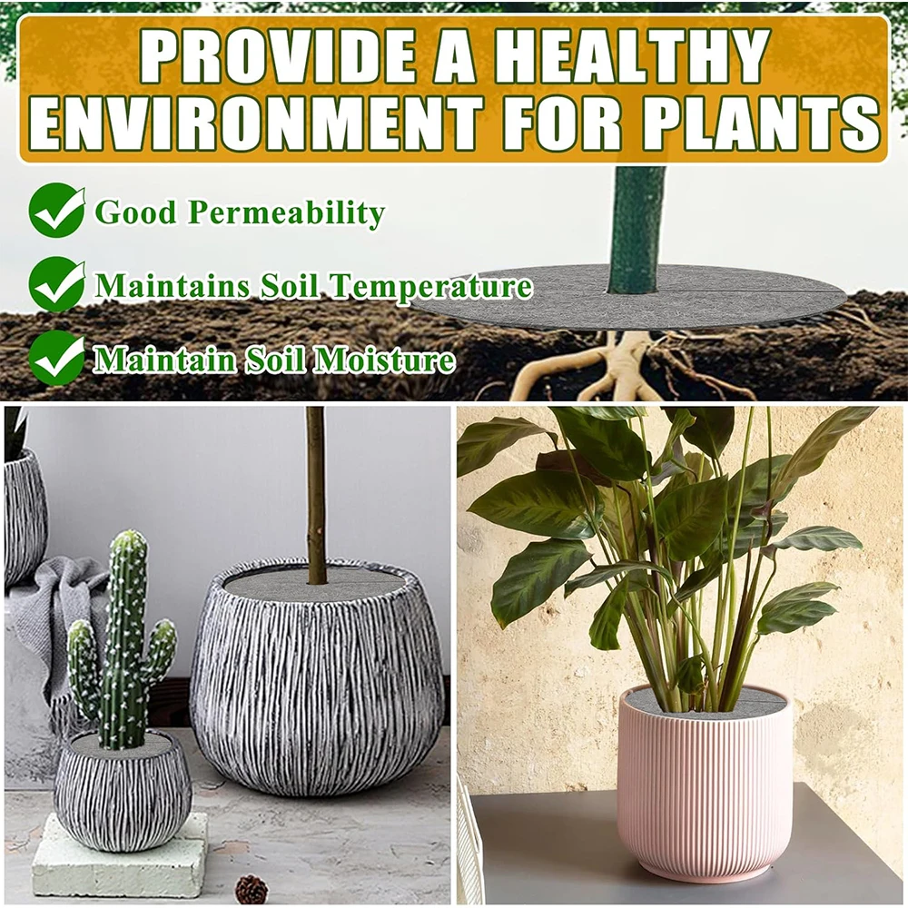 Non-Woven Tree Mulch Rings Flower Pot Plant Moisturize Protector Mats Breathable Weeds Barrier Gardening Plant Cover Cushions thumbnail 4