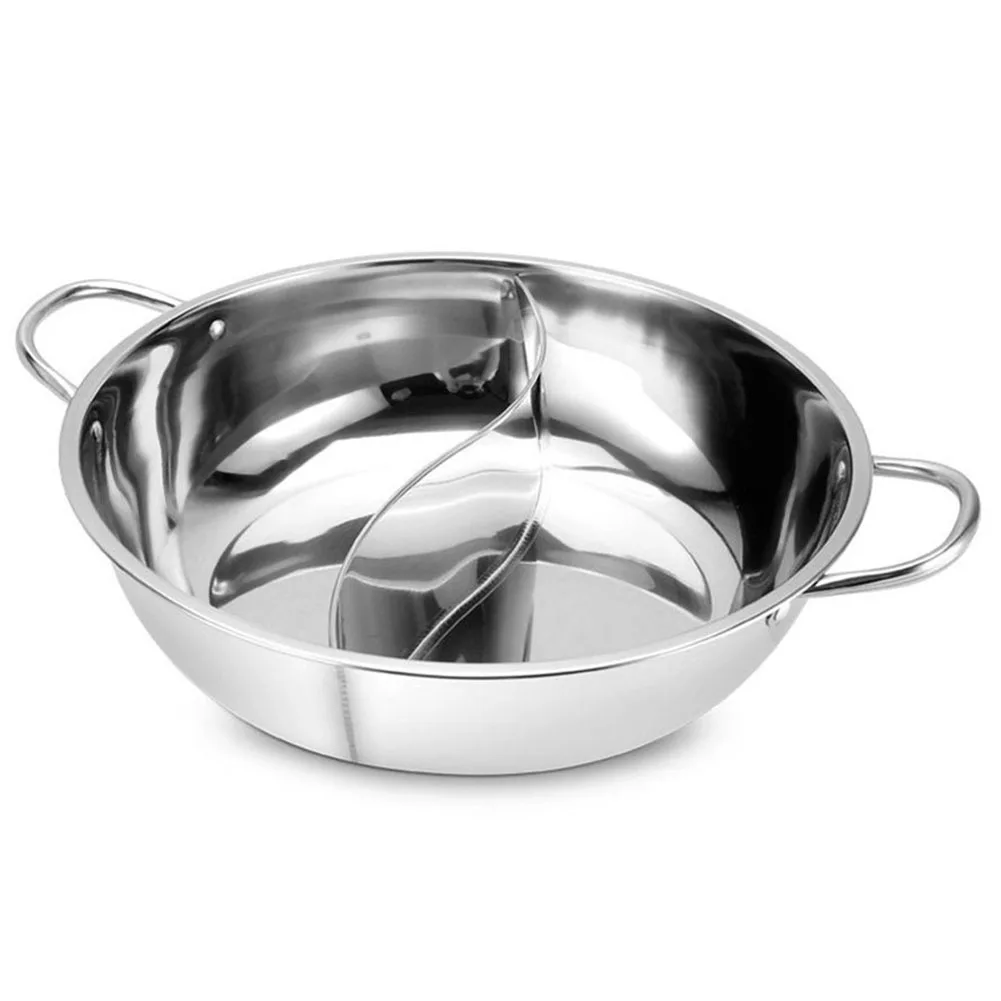 28cm Stainless Steel Twin Divided Double Pot Hotpot Cooker Gas Stove Compatible Pot Chinese Hot Pot Kitchen Soup Cooking Pot thumbnail 4