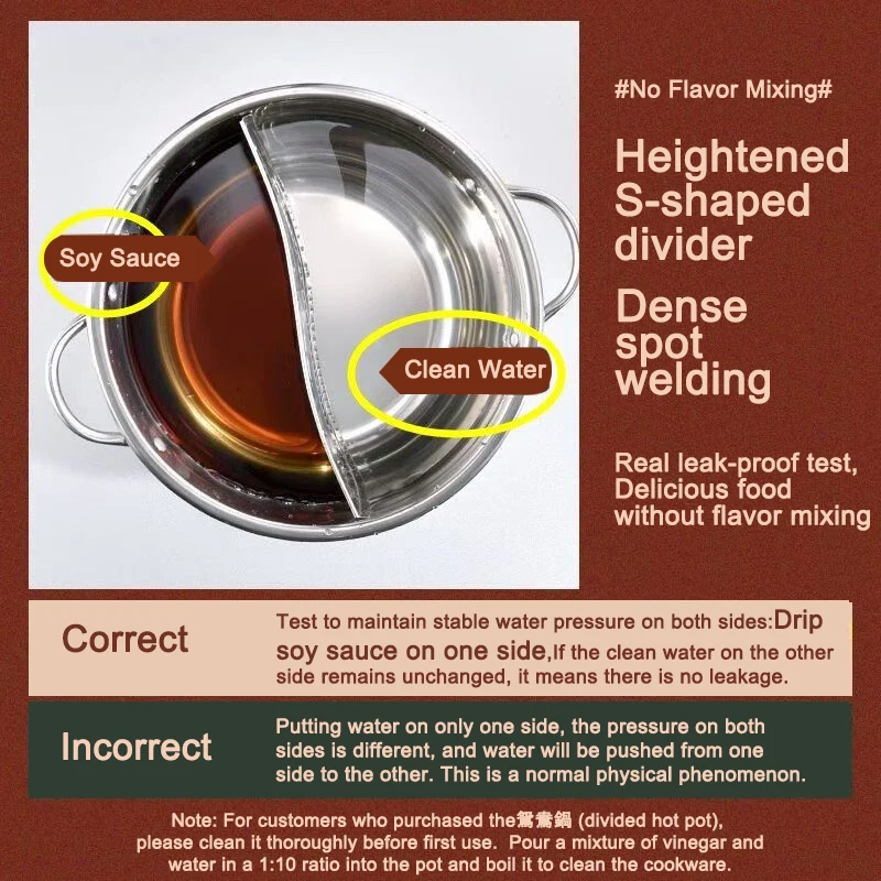 28cm Stainless Steel Twin Divided Double Pot Hotpot Cooker Gas Stove Compatible Pot Chinese Hot Pot Kitchen Soup Cooking Pot thumbnail 3