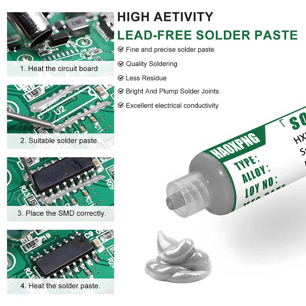 Sn99Ag0.3Cu0.7 Solder paste, flux, lead-free solder paste free cleaning is widely used in all kinds of soldering thumbnail 3