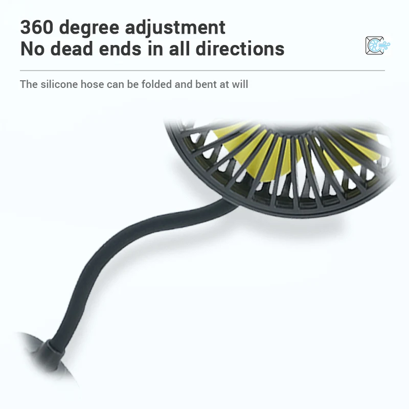 SEAMETAL Car Electric Fan Strong Wind 3-Speed Cooling Fan for Rear Seat Passenger Portable 360 Degree Rotatable Car Air Fan thumbnail 2