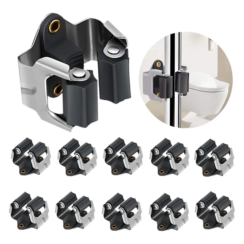 3pcs Broom Hanger Mop Holder Heavy Duty Hooks Clip Mop Clip Wall Mounted Storage Rack Organizer Without Screw Bathroom Tools
