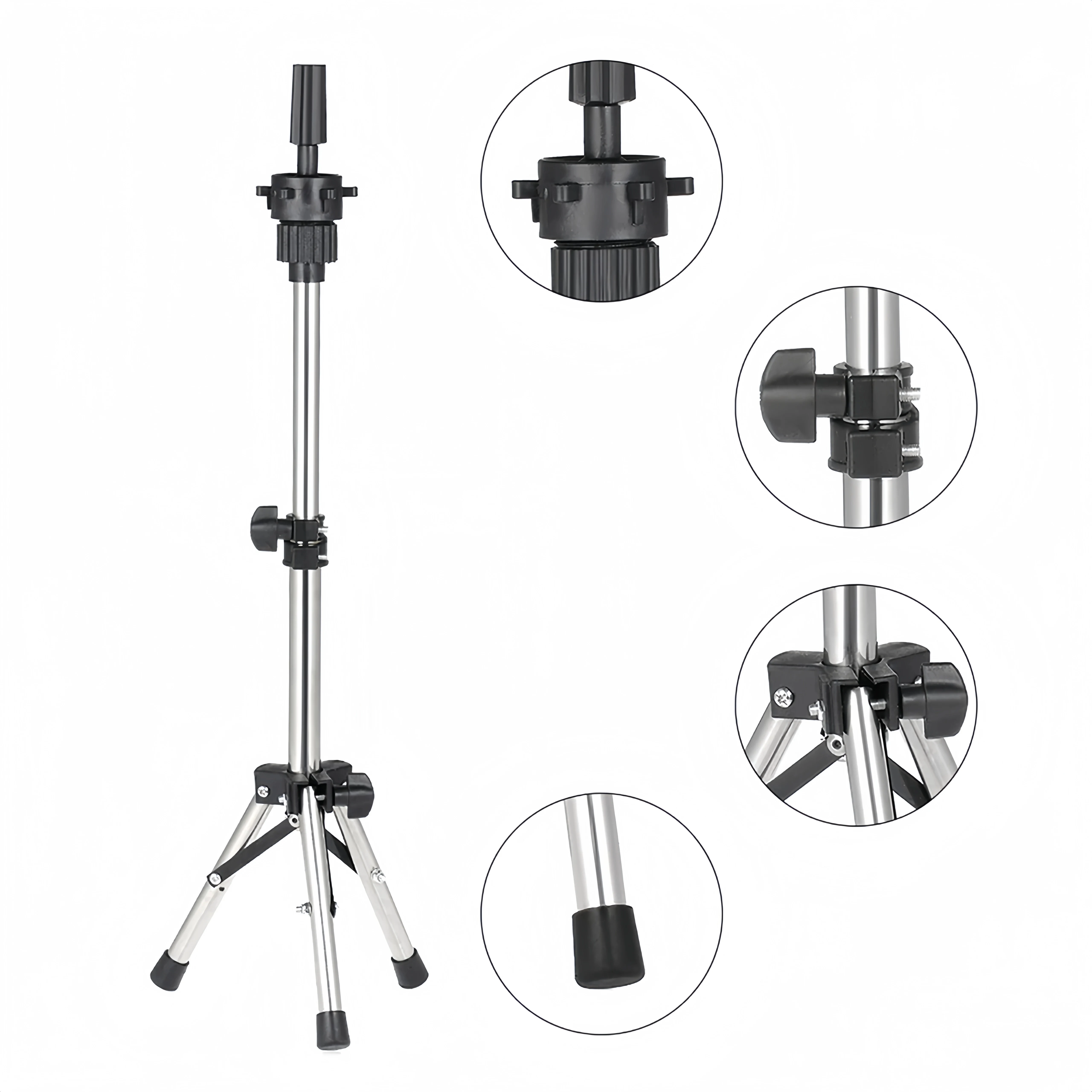 Mini Mannequin Head Stand Wig Stand Tripod Wig Head Stand Mannequin Head Adjustable thumbnail 3