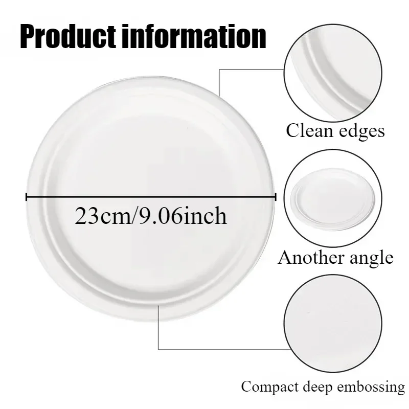 50PCS Circular Paper Plates Are Suitable for Disposable Kitchen Dishes in Restaurants Such As Barbecue Pasta Salad Desserts thumbnail 2
