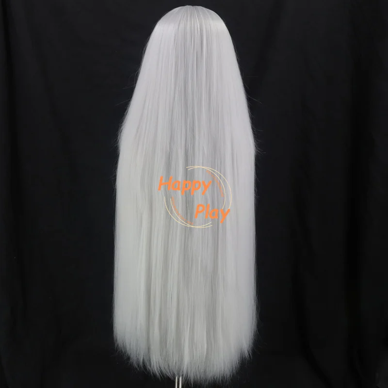 Synthetic Quality Thick Volume 500g 39" 100cm Straight Anime Cosplay Wig With Bang White Grey Silver Color Palette Basic Wigs thumbnail 5