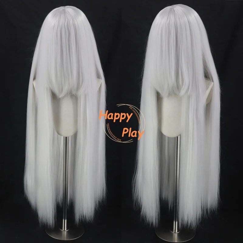 Synthetic Quality Thick Volume 500g 39" 100cm Straight Anime Cosplay Wig With Bang White Grey Silver Color Palette Basic Wigs thumbnail 2