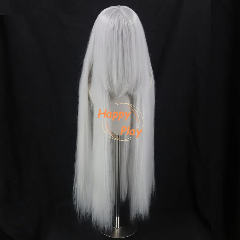 Synthetic Quality Thick Volume 500g 39" 100cm Straight Anime Cosplay Wig With Bang White Grey Silver Color Palette Basic Wigs thumbnail 3
