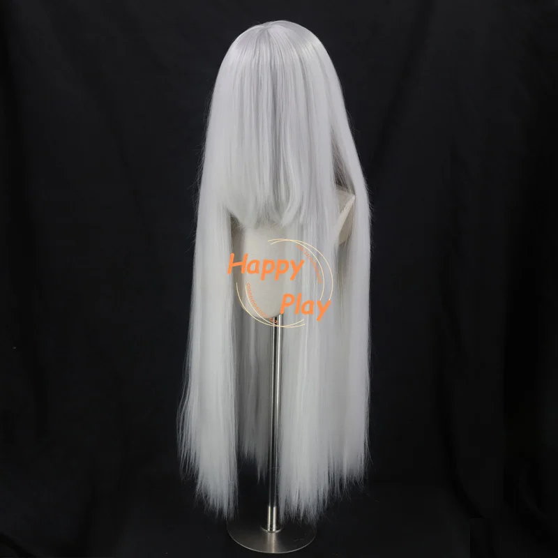 Synthetic Quality Thick Volume 500g 39" 100cm Straight Anime Cosplay Wig With Bang White Grey Silver Color Palette Basic Wigs thumbnail 4