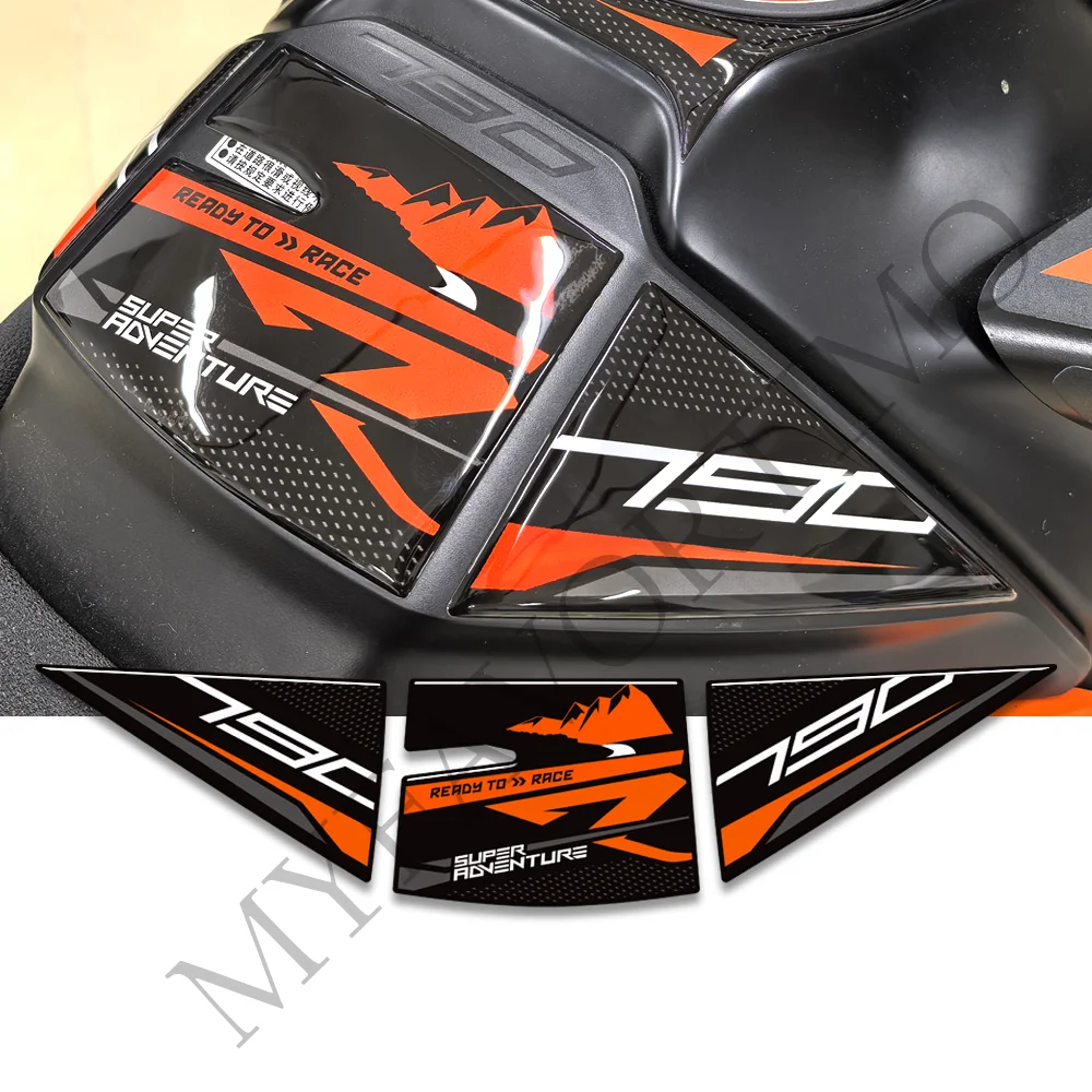 For 790 Adventure R ADV Protector Tank Pad Side Grips Gas Fuel Oil Kit Knee Handguard Handshield Stickers Decals 2019 - 2025 thumbnail 2