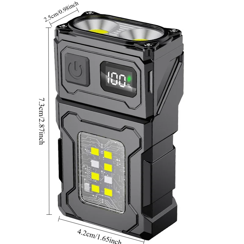 Multifunctional Ajustable Angle LED Flashlight Outdoors Mini Work Light Portable Magnet USB Rechargeable Camping Light thumbnail 6