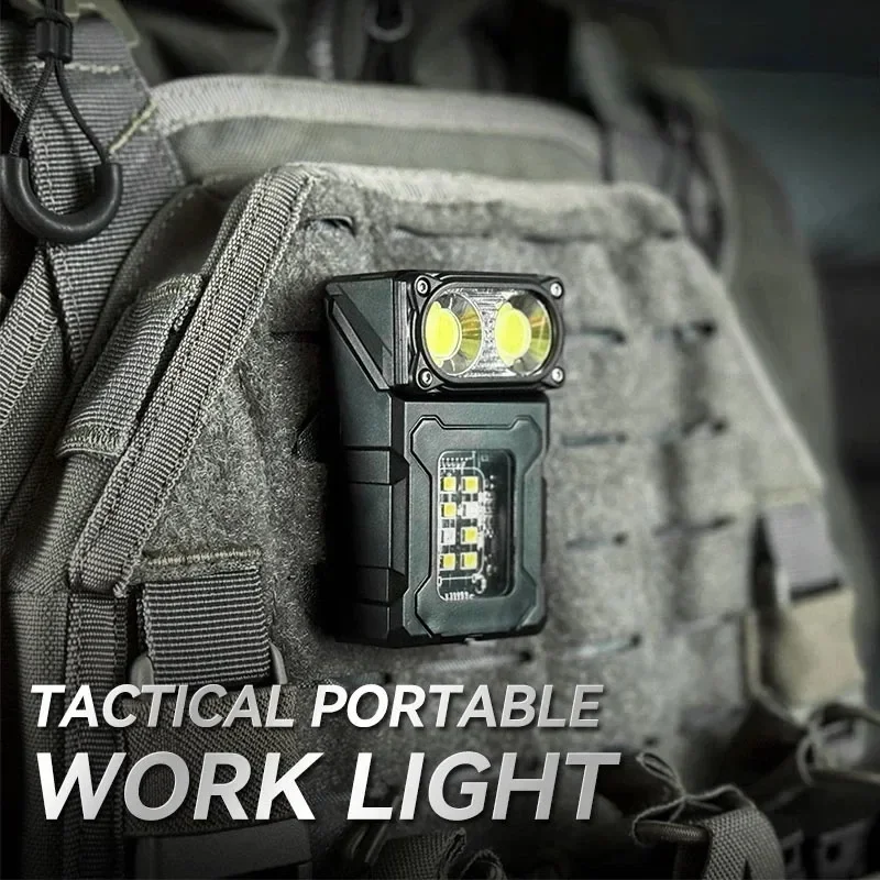 Multifunctional Ajustable Angle LED Flashlight Outdoors Mini Work Light Portable Magnet USB Rechargeable Camping Light