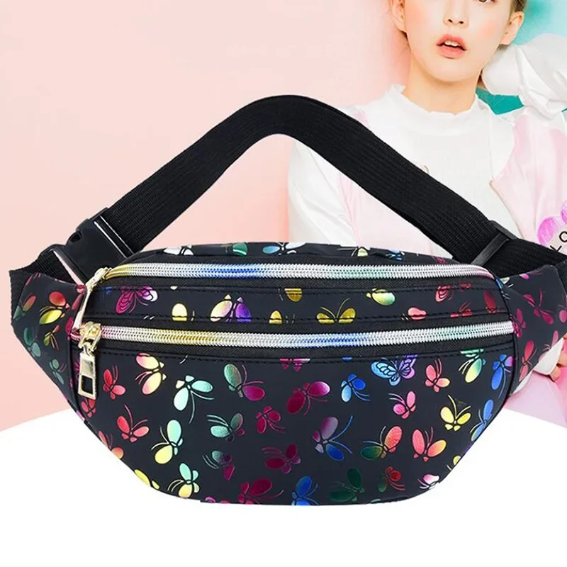 Leaf Printed Female Waist Bags Large Capacity Fanny Pack Men's Belt Bag Women Fashion Casual Canvas Travel Banana Bags thumbnail 4