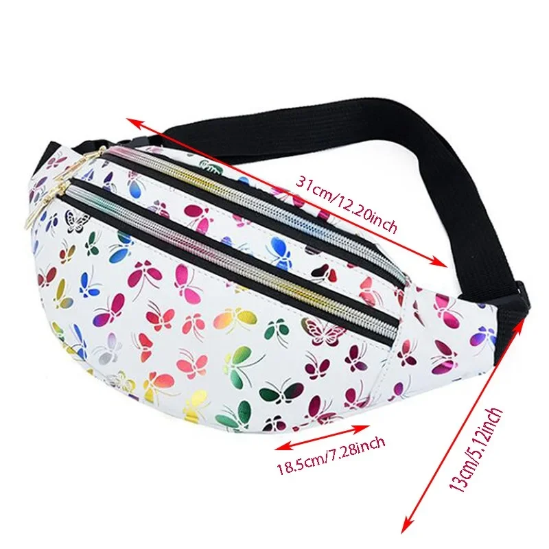 Leaf Printed Female Waist Bags Large Capacity Fanny Pack Men's Belt Bag Women Fashion Casual Canvas Travel Banana Bags thumbnail 6