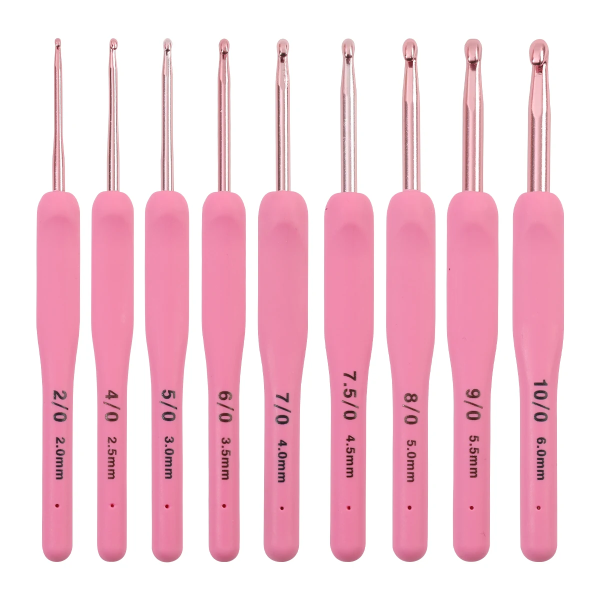 9PCS Pink Crochet Hooks Needle Silicone Handle Aluminum Crochet Needle Set Needles Sweater Weave 2-6mm DIY Sewing Knitting Tool thumbnail 4