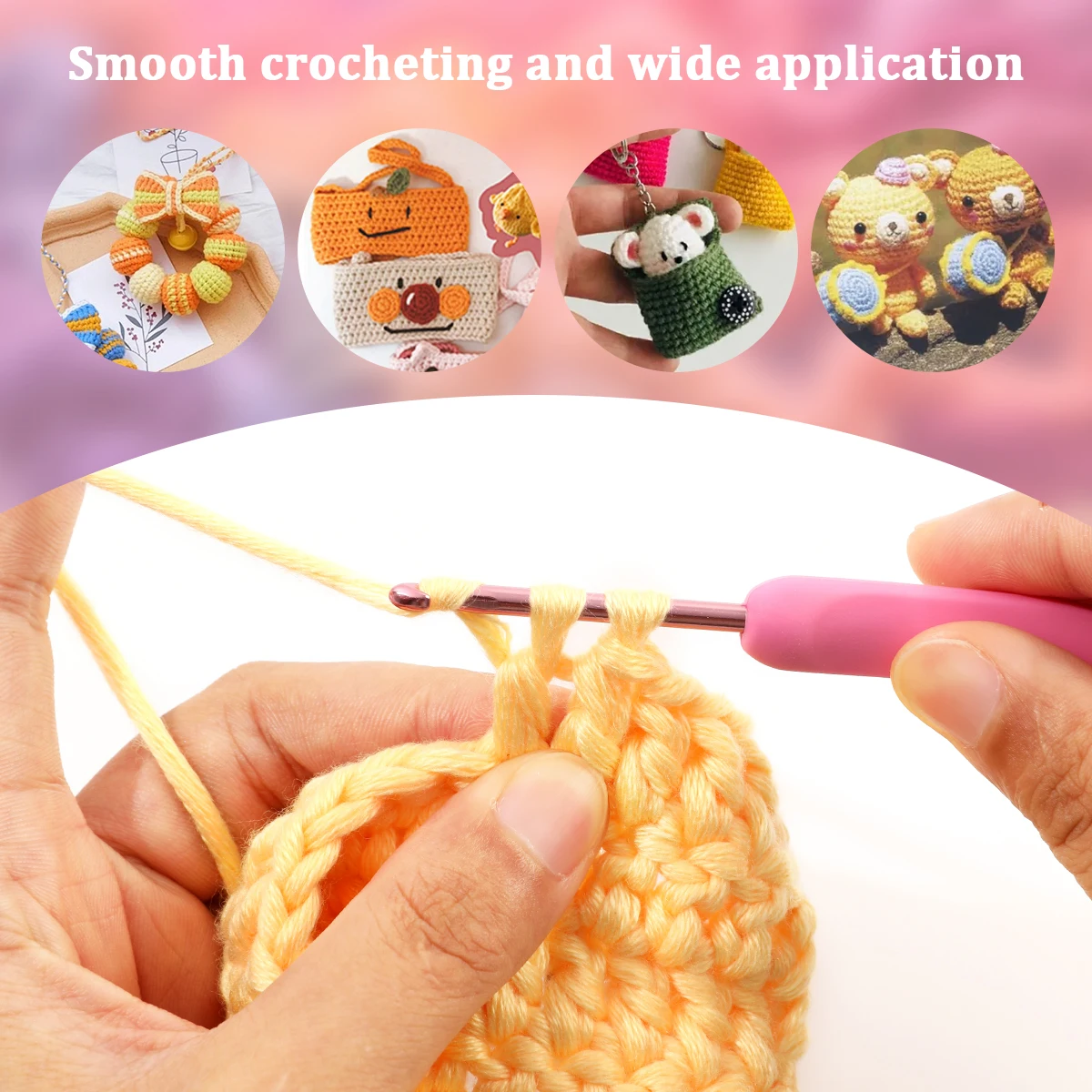 9PCS Pink Crochet Hooks Needle Silicone Handle Aluminum Crochet Needle Set Needles Sweater Weave 2-6mm DIY Sewing Knitting Tool thumbnail 3