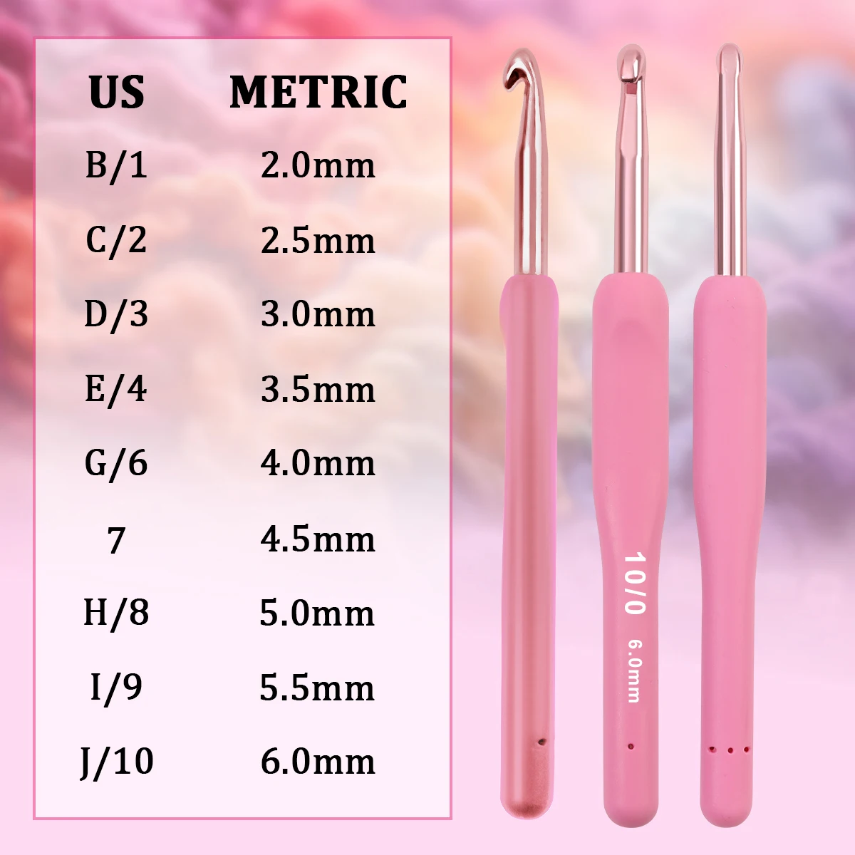 9PCS Pink Crochet Hooks Needle Silicone Handle Aluminum Crochet Needle Set Needles Sweater Weave 2-6mm DIY Sewing Knitting Tool thumbnail 6