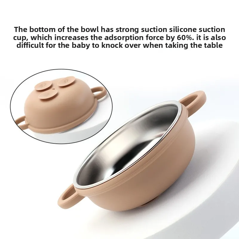 Baby Feeding Bowl Stainless Steel Plate Bowl Spoon Silicone Suction Cup Silicone Tableware For Kids Silicone Children Tableware thumbnail 3