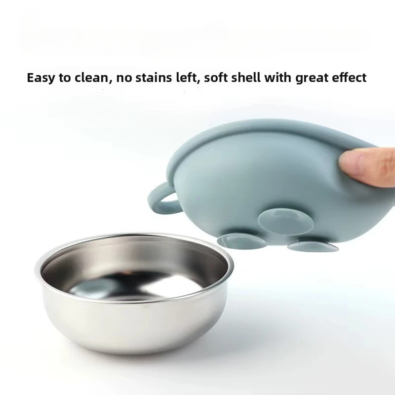 Baby Feeding Bowl Stainless Steel Plate Bowl Spoon Silicone Suction Cup Silicone Tableware For Kids Silicone Children Tableware thumbnail 4