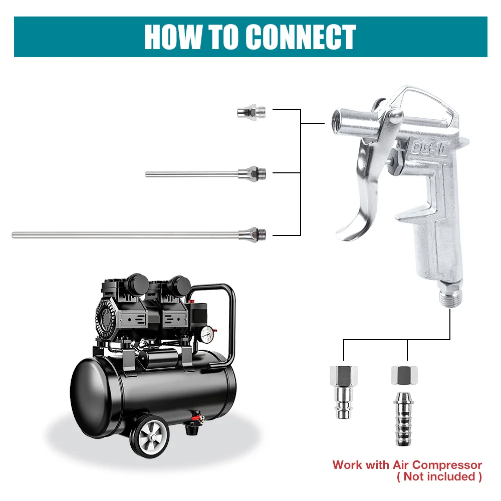Dust Blower Gun Pneumatic Dust Cleaning Tool The Nozzle Can Be Replaced Portable Air Gun Need To Be Used With An Air Compressor thumbnail 3